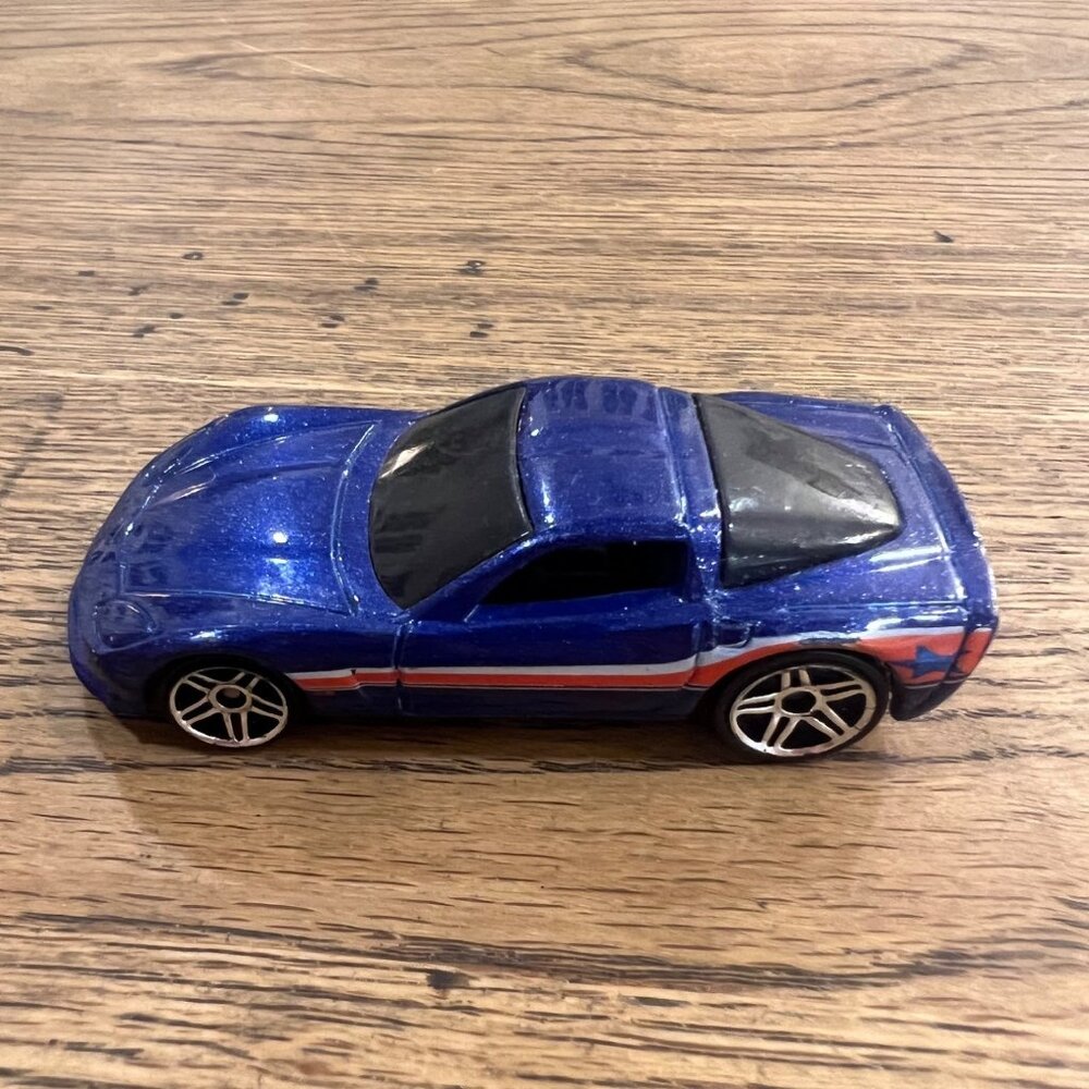 2003 Hot Wheels C6 Corvette Blue Die-Cast Car 1:64 Scale Collectible Toy Model